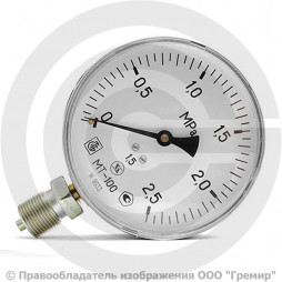 Манометр радиальный диаметр 100мм 0-25 кгс/см2 (0-2,5 МПа) М20х1,5 МТ-100 Багория