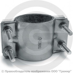 Хомут ремонтный двухсторонний оцинкованный Ду-80 (Дн 88,5-90) L=103мм ККАЗ