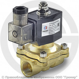 Клапан электромагнитный латунный Ду-20 (3/4") Ру-7 ВР (ВН) с катушкой 24В (Т<90°С) НЗ СК-12 Росма