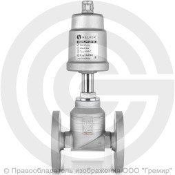 Клапан запорно-регулирующий нержавеющий фланцевый Ду-80 Ру-16 Kvs=114м3/ч с нержавеющим пневмоприводом 140мм PV-F Helver
