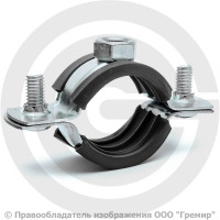 Хомут крепежный оцинкованный с резиновой прокладкой Ду-20 (Дн 25-30) (3/4") М12 б/к Хомут крепежный оцинкованный с резиновой прокладкой Ду-20 (Дн 25-30) (3/4") М12 б/к
