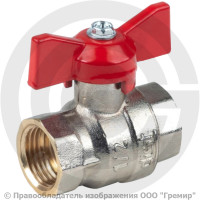Кран латунный Ду-25 (1") Ру-40 ВР (ВН) никель полнопроходной бабочка красная Dist Эксперт Кран латунный Ду-25 (1") Ру-40 ВР (ВН) никель полнопроходной бабочка красная Dist Эксперт