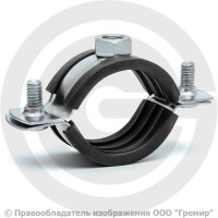 Хомут крепежный оцинкованный с резиновой прокладкой Ду-25 (Дн 32-38) (1") М12 б/к Хомут крепежный оцинкованный с резиновой прокладкой Ду-25 (Дн 32-38) (1") М12 б/к