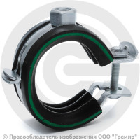 Хомут крепежный оцинкованный с резиновой прокладкой (Дн 42-46) (1 1/4") М8 б/к Mupro Optimal Junior Хомут крепежный оцинкованный с резиновой прокладкой (Дн 42-46) (1 1/4") М8 б/к Mupro Optimal Junior