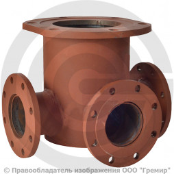 Тройник с пожарной подставкой фланцевый ППТФ стальной Ду 150-150 Ру-10 КЗПО
