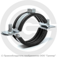 Хомут крепежный оцинкованный с резиновой прокладкой Ду-40 (Дн 48-53) (1 1/2") М12 б/к Хомут крепежный оцинкованный с резиновой прокладкой Ду-40 (Дн 48-53) (1 1/2") М12 б/к