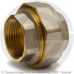 Американка (соединитель) латунная прямая ВР (ВН) Ду-25 (1") никель Aquasfera