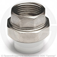 Муфта PP-R комбинированная разъемная белая ВР (ВН) Дн 25-1/2" RTP (РосТурПласт) Муфта PP-R комбинированная разъемная белая ВР (ВН) Дн 25-1/2" RTP (РосТурПласт)