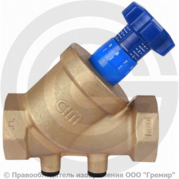 Клапан балансировочный ручной латунный муфтовый Ду-15 Ру-25 ВР (ВН) Kvs=3.94м3/ч с наклонным штоком BL.220 MVI