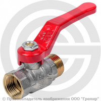 Кран латунный Ду-20 (3/4") Ру-40 ВР-НР (ВН-НАР) никель полнопроходной рычаг красный Dist Стандарт Кран латунный Ду-20 (3/4") Ру-40 ВР-НР (ВН-НАР) никель полнопроходной рычаг красный Dist Стандарт