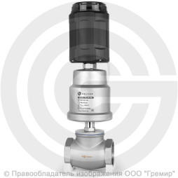 Клапан запорно-регулирующий нержавеющий Ду-50 (2") Ру-16 ВР (ВН) Kvs=42м3/ч с нержавеющим пневмоприводом 100мм и позиционером PV Helver