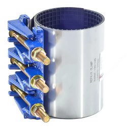 Хомут ремонтный нержавеющий с чугунным замком Ду-150 (Дн 158-172) 3 болта L=200мм Benarmo