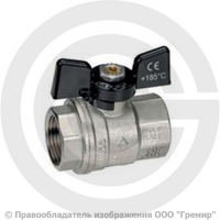 Кран латунный Ду-25 (1") Ру-40 ВР (ВН) никель полнопроходной бабочка Bugatti серия 302 Кран латунный Ду-25 (1") Ру-40 ВР (ВН) никель полнопроходной бабочка Bugatti серия 302