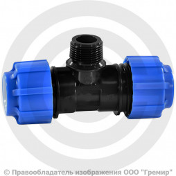 Тройник ПЭ компрессионный Дн 32 1/2"-32 Ру-16 НР (НАР) VALFEX