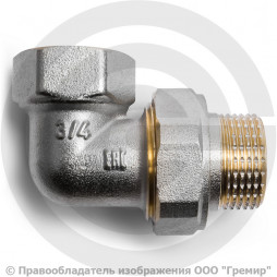 Американка (соединитель) латунная угловая ВР-НР (ВН-НАР) Ду-15 (1/2") никель Aquasfera