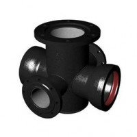 Крест с пожарной подставкой раструб-фланец ППКРФ ВЧШГ с ЦПП Ду 600-400 Крест с пожарной подставкой раструб-фланец ППКРФ ВЧШГ с ЦПП Ду 600-400