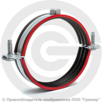 Хомут крепежный оцинкованный с резиновой прокладкой Ду-80 (Дн 87-92) (3") ±2мм М10 б/к Хомут крепежный оцинкованный с резиновой прокладкой Ду-80 (Дн 87-92) (3") ±2мм М10 б/к