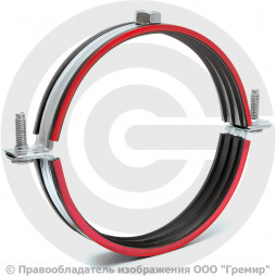 Хомут крепежный оцинкованный с резиновой прокладкой Ду-100 (Дн 107-112) (4") ±2мм М10 б/к