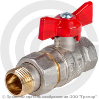 Кран латунный Ду-25 (1") Ру-40 ВР-"Американка" никель полнопроходной бабочка красная Dist Эксперт Кран латунный Ду-25 (1") Ру-40 ВР-"Американка" никель полнопроходной бабочка красная Dist Эксперт