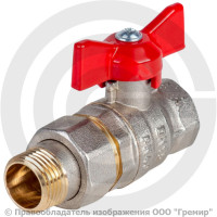 Кран латунный Ду-15 (1/2") Ру-40 ВР-"Американка" никель полнопроходной бабочка красная Dist Стандарт Кран латунный Ду-15 (1/2") Ру-40 ВР-"Американка" никель полнопроходной бабочка красная Dist Стандарт