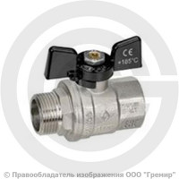 Кран латунный Ду-25 (1") Ру-40 ВР-НР (ВН-НАР) никель полнопроходной бабочка Bugatti серия 307 Кран латунный Ду-25 (1") Ру-40 ВР-НР (ВН-НАР) никель полнопроходной бабочка Bugatti серия 307