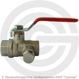 Кран латунный со спускником Ду-15 (1/2") Ру-40 ВР (ВН) полнопроходной Ридан BVR-DR