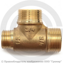 Тройник латунный переходной НР (НАР) Ду 15-20-20 (1/2"-3/4"-3/4") VALFEX
