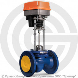 Клапан запорно-регулирующий односедельный чугунный фланцевый Ду-20 Ру-16 Kvs=4 м3/ч с электроприводом 3-х позиционным TSL-1600-25-1-230-IP67 230В TRV Теплосила