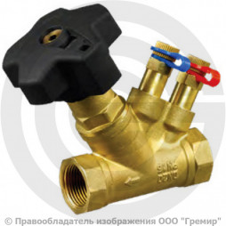 Клапан балансировочный ручной латунный муфтовый Ду-40 Ру-16 ВР (ВН) Kvs=12.38м3/ч с измерительными ниппелями MVT-R LF Ридан