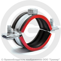 Хомут крепежный оцинкованный с резиновой прокладкой Ду-32 (Дн 38-43) (1 1/4") ±2мм М8 б/к Хомут крепежный оцинкованный с резиновой прокладкой Ду-32 (Дн 38-43) (1 1/4") ±2мм М8 б/к