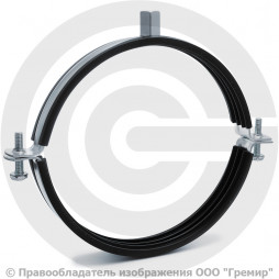 Хомут крепежный оцинкованный с резиновой прокладкой Ду-125 (Дн 132-137) (5") М8/М10 б/к Strongman