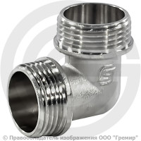 Уголок (угольник) латунный реборда НР (НАР) Ду-15 (1/2") никель SantechSystems