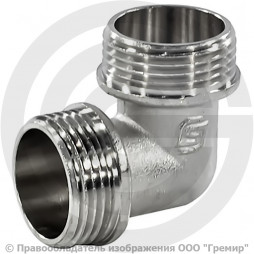 Уголок (угольник) латунный реборда НР (НАР) Ду-15 (1/2") никель SantechSystems