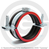 Хомут крепежный оцинкованный с резиновой прокладкой Ду-40 (Дн 47-51) (1 1/2") ±2мм М8 б/к Хомут крепежный оцинкованный с резиновой прокладкой Ду-40 (Дн 47-51) (1 1/2") ±2мм М8 б/к