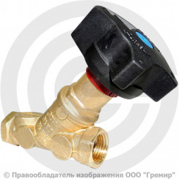 Клапан балансировочный ручной латунный муфтовый Ду-25 Ру-16 ВР (ВН) Kvs=8.4м3/ч без ниппелей STAD.BY-3 Цветлит