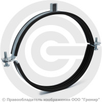 Хомут крепежный оцинкованный с резиновой прокладкой Ду-150 (Дн 159-166) (6") М8/М10 б/к Strongman