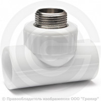 Тройник PP-R комбинированный белый НР (НАР) Дн 32-1/2" Pro Aqua Тройник PP-R комбинированный белый НР (НАР) Дн 32-1/2" Pro Aqua