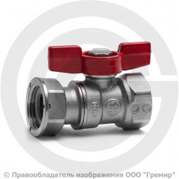 Кран латунный Ду 15-20 (1/2"-3/4") Ру-42 ВР-Накидная гайка бабочка Giacomini R251P