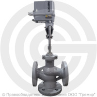 Клапан регулирующий трехходовой смесительный стальной фланцевый на пар Ду-50 Ру-25 Kvy=40 м3/ч с электроприводом Regada ST 0 220В без датчика Энерготехномаш