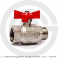 Кран латунный Ду-25 (1") Ру-40 ВР-НР (ВН-НАР) никель бабочка RTP (РосТурПласт) Кран латунный Ду-25 (1") Ру-40 ВР-НР (ВН-НАР) никель бабочка RTP (РосТурПласт)