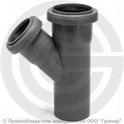 Тройник PP-H серый Дн 32-32 45гр б/нап в/к RTP (РосТурПласт)