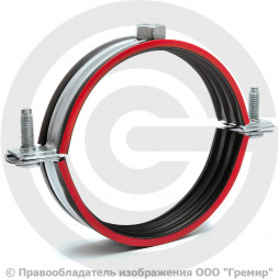 Хомут крепежный оцинкованный с резиновой прокладкой Ду-80 (Дн 87-92) (3") М8 б/к