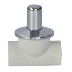 Клапан запорный (вентиль) PP-R белый хромированный Дн 25 90гр Ру-25 внутренняя пайка RTP (РосТурПласт)