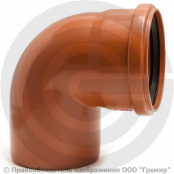 Отвод НПВХ (ПВХ) с раструбом коричневый Дн 315 87гр б/нап в/к Ostendorf KGB