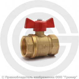 Кран латунный Ду-20 (3/4") Ру-40 ВР (ВН) муфтовый полнопроходной бабочка БАЗ 11б27п1 А30/1