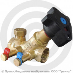 Клапан балансировочный ручной латунный муфтовый Ду-32 1/4 Ру-16 ВР (ВН) Kvs=12.83м3/ч с измерительными ниппелями STAD.BY-1 Цветлит